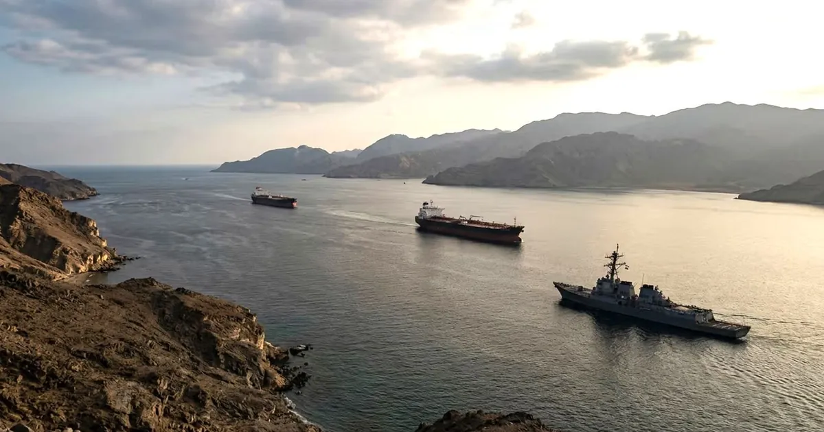 Oil tanker route through the Strait of Hormuz